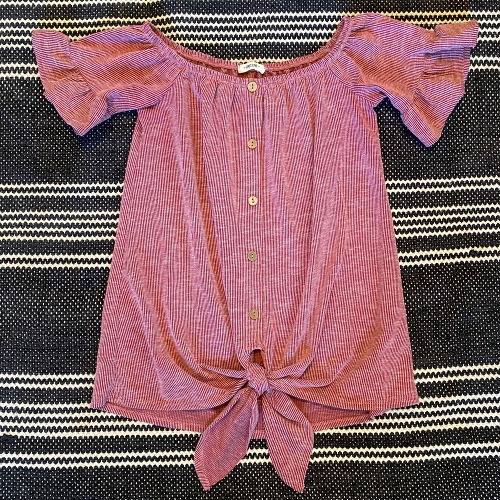 First Love Off the shoulder flutter sleeve top